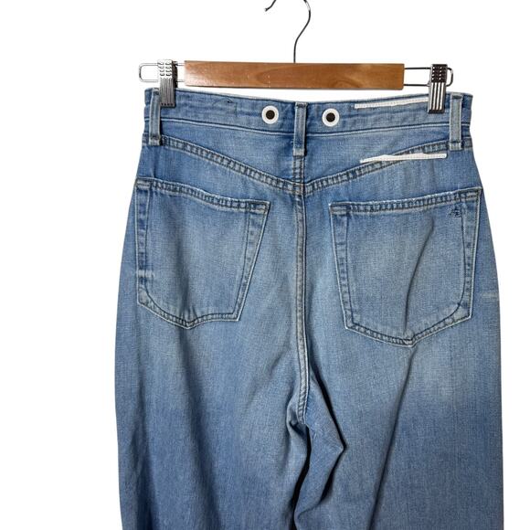 Rag & Bone Ruth Super High Rise Ankle Wide Leg Jeans Clean Frant Blue Size 27 - Picture 7 of 10